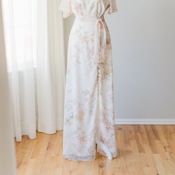 Hope & Ivy draped back maxi dress in peach floral - Picture 9 of 11